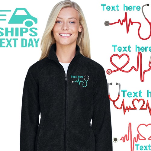 Personalized Nurse Fleece Jacket Monogrammed Fleece Jacket Etsy