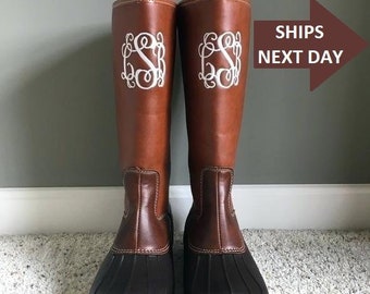 monogrammed womens duck boots