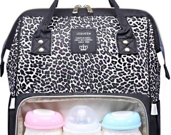 leopard print backpack diaper bag