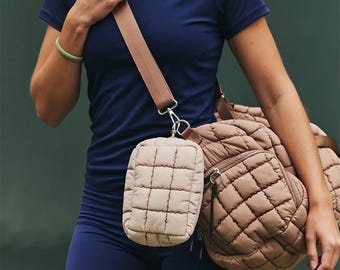 Personalized Quilted Puffer Weekender Travel Bag, Monogrammed Duffel Bag