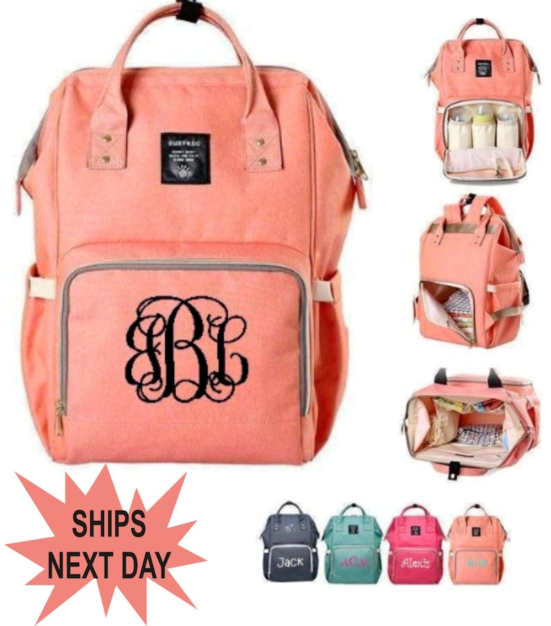 Monogrammed Diaper Bag Backpack, Multi Functional Diaper Bag Backpack, Mummy Monogrammed Baby Diaper Bag Backpack, Baby Shower Gift