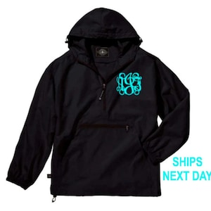 FREE SHIPPING! Monogrammed Charles River Pullover Rain Jacket Monogram Quarter Zip Pack N Go Rain Coat - Monogrammed Windbreaker Jacket