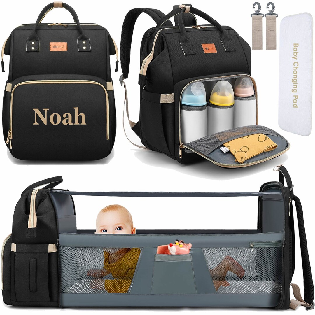 Monogrammed Diaper Bag Backpack Expandable Baby Bed Multi Etsy