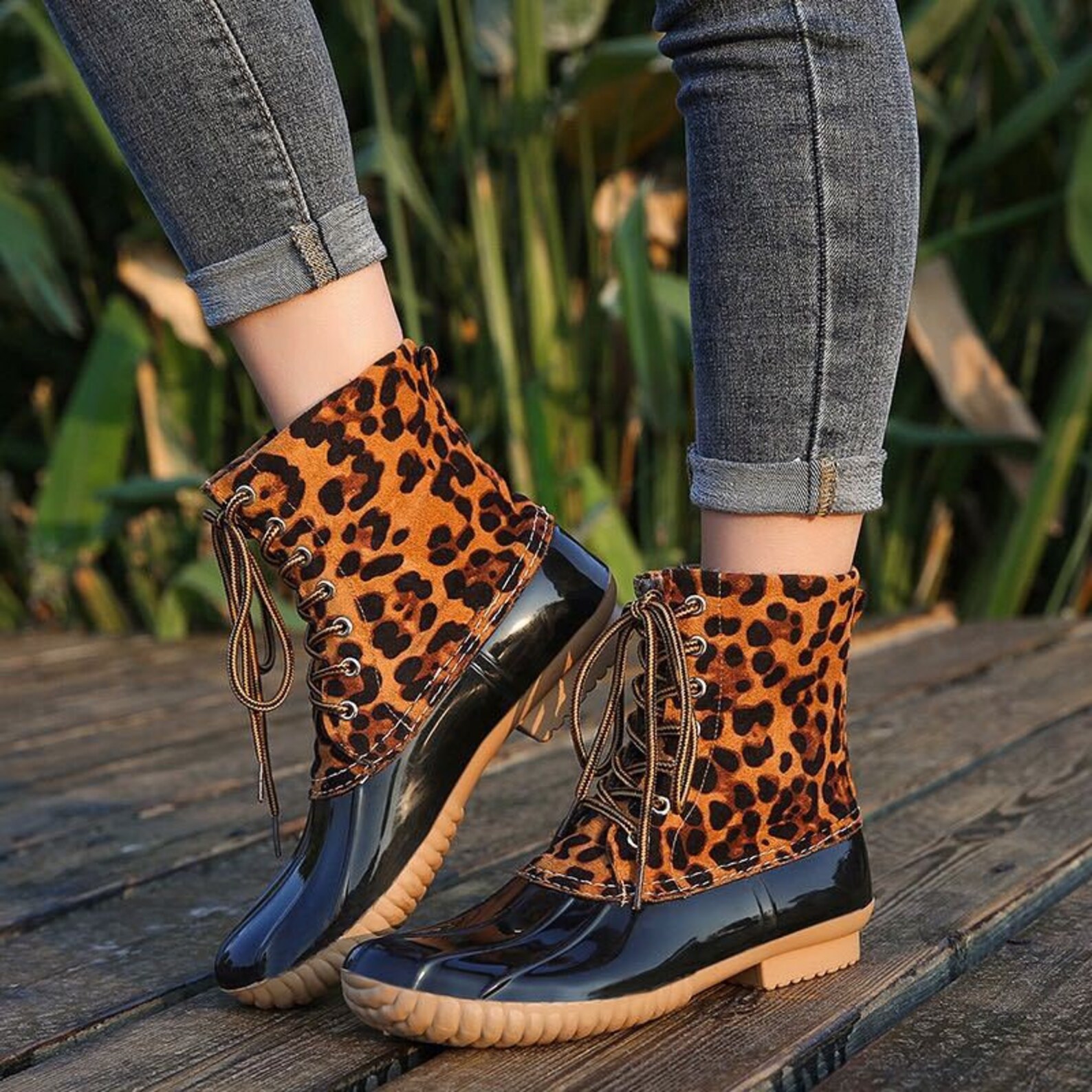 short black duck boots
