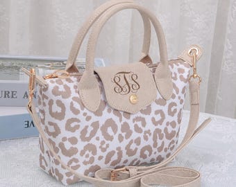 Monogrammed Amber Fashion Print Nylon Double Handle Crossbody Bag