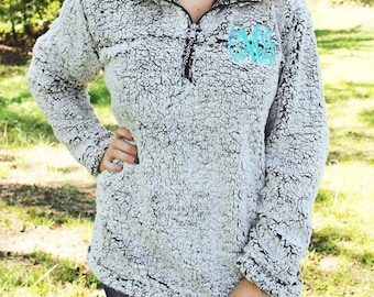 Monogrammed Sherpa Pullover, Boxercraft Sherpa Quarter zip, Monogrammed Quarter Zip Sherpa