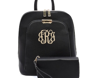 Monogrammed Fashion Rucksack & Geldbörse Set | Monogramm Rucksack mit Geldbörse | Modischer Rucksack und Geldbörse | Monogramm Rucksack Geldbörse Wallet