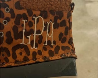 Monogramm Leopard Enten Stiefel: Gestickte Adrette Regen Stiefel