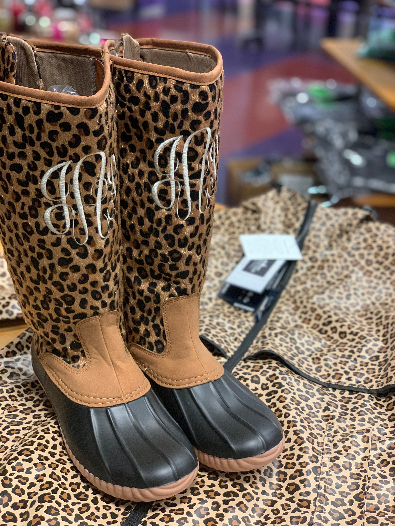 Monogram Leopard Duck Boots Cheetah Duck Boots Custom - Etsy
