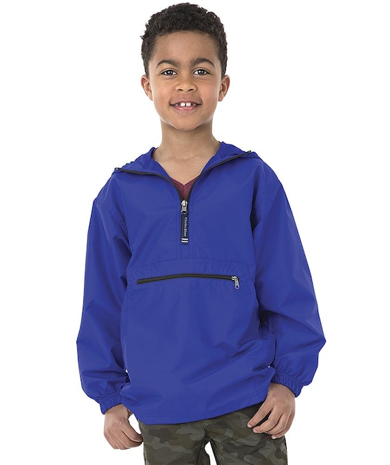 Youth Monogrammed Charles River Rain Jacket Charles River Pack N Go Rain Coat Pull Over Pack n go Wind Breaker Back to School Etsy
