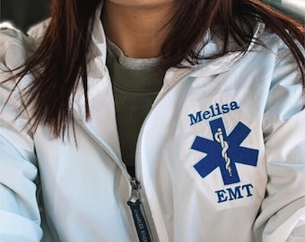 Personalized EMT EMS Paramedic Rain Pullover: Medical Worker Windbreaker