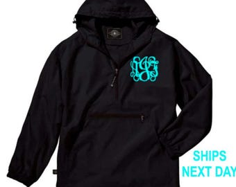 Monogrammed Rain Jacket Pullover: Charles River Pack-N-Go Windbreaker
