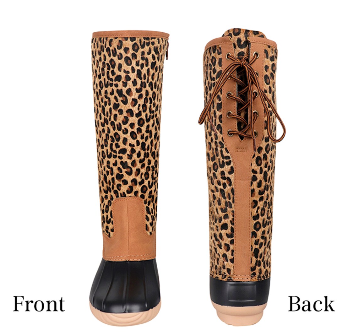 Monogram Leopard Duck Boots Cheetah Duck Boots Custom Etsy