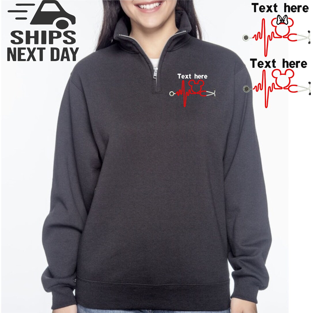 Personalized Nurse Stethoscope Mickey Mouse Quarter Zip Pullover