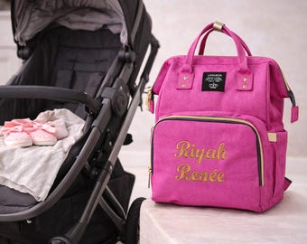 Personalized Diaper Bag Backpack, Monogrammed Nappy Bag, Monogram Baby Shower Gift