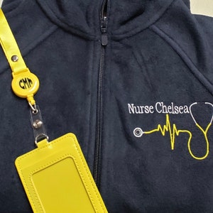 Nurse Fleece Jacket Monogrammed Fleece Jacket Full Zip Jacket Gifts for Her Nurse CUSTOM Gift Jacket Nurse STETHOSCOPE Jacket image 3