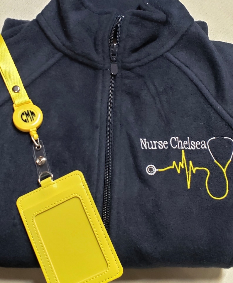 Nurse Fleece Jacket Monogrammed Fleece Jacket Full Zip Jacket Gifts for Her Nurse CUSTOM Gift Jacket Nurse STETHOSCOPE Jacket image 3
