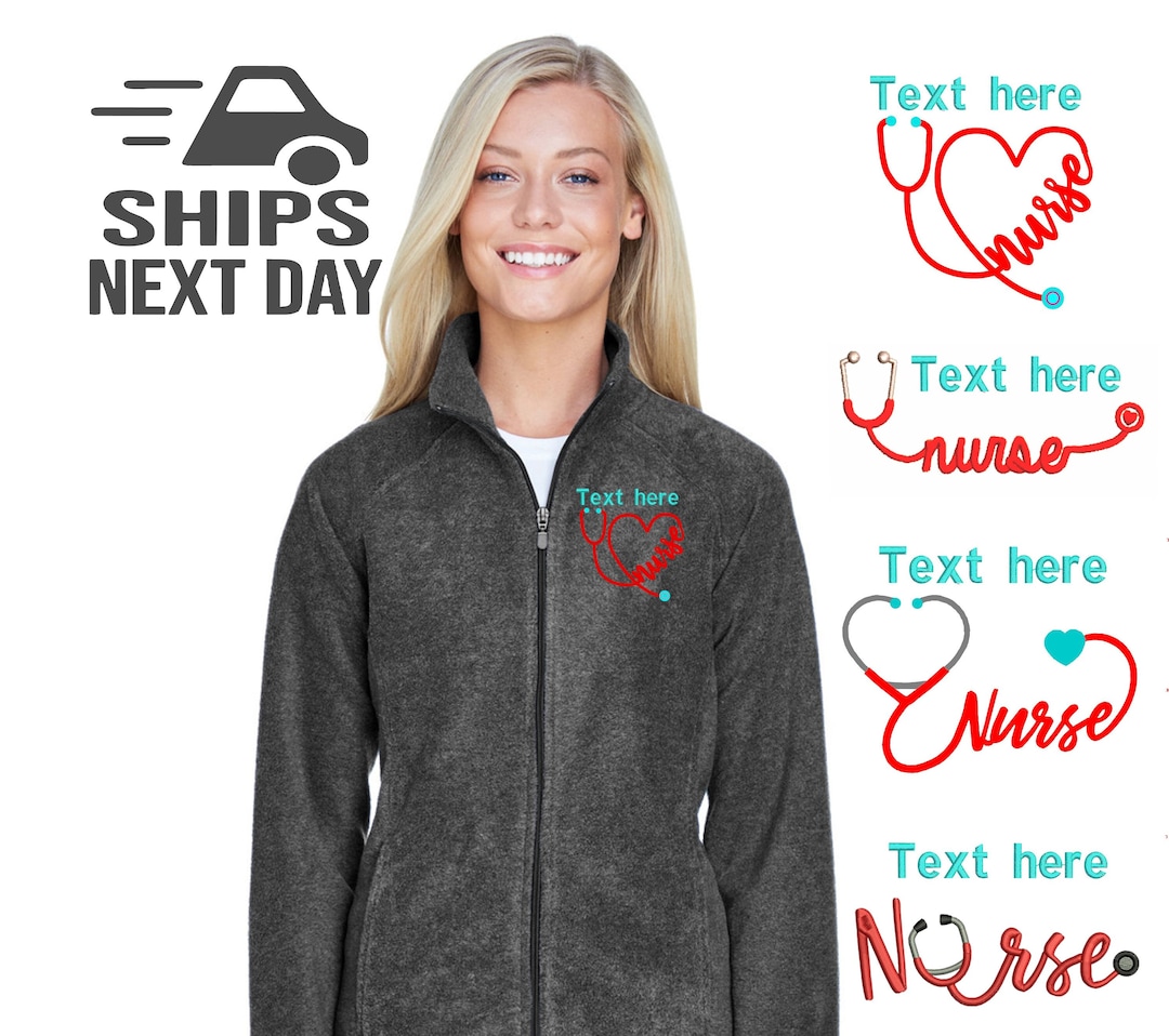 Personalized Nurse Fleece Jacket fleece Monogram Jacket Full Zip Jacket