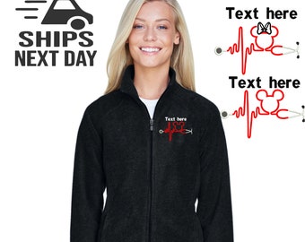 Personalized Nurse Fleece Jacket: Mickey Minnie Stethoscope with Nurse Name and Credentials