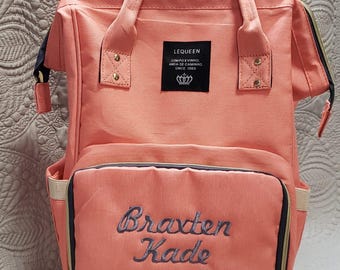Mochila para pañales con monograma: bolsa impermeable para pañales de viaje