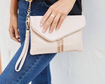 Monogrammed Envelope Crossbody Bag: Personalized Faux Leather Clutch
