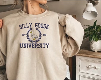 Embroidered Silly Goose University Crewneck Sweatshirt