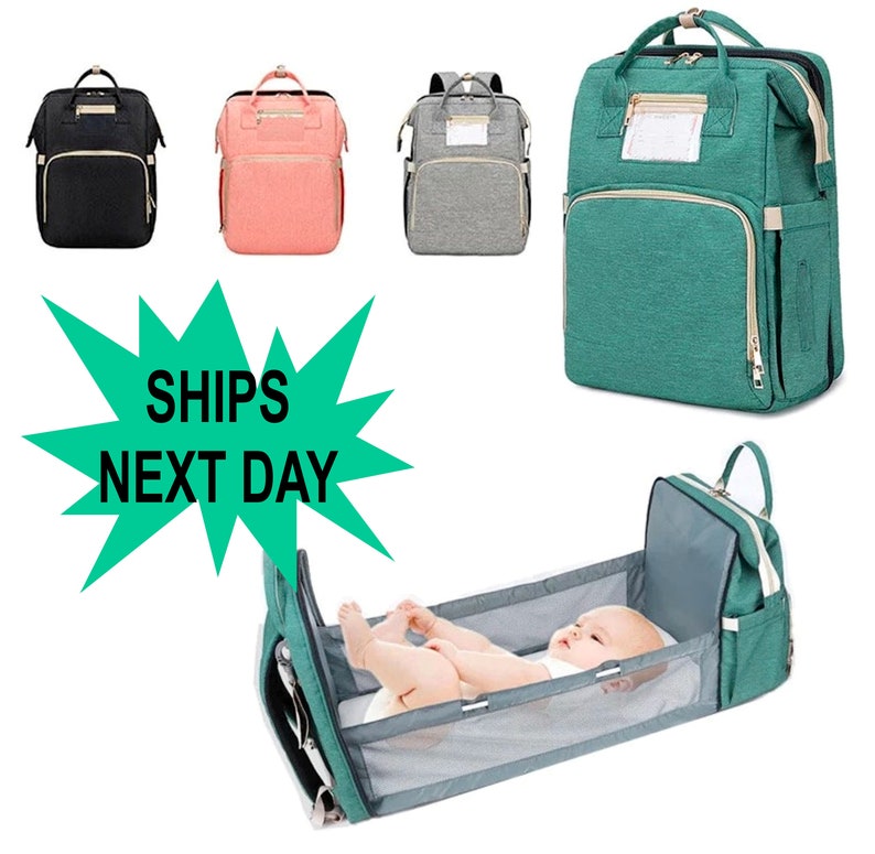 Monogrammed Diaper Bag Backpack Expandable Baby Bed Multi Etsy