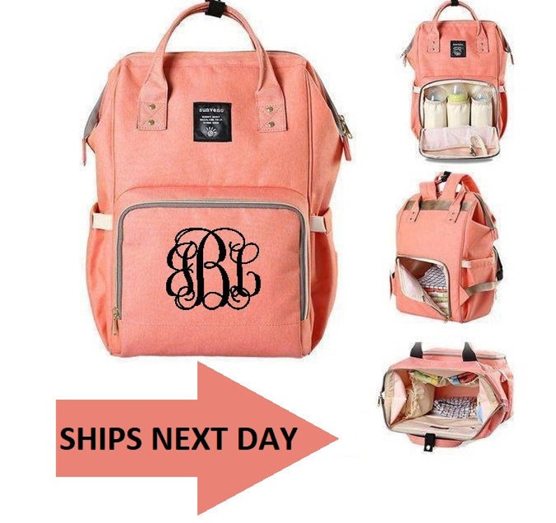 Baby Shower Gift Monogrammed Diaper Bag Backpack FREE SHIPPING! Mummy Monogrammed Baby Diaper Bag Multi Functional Diaper Bag Backpack