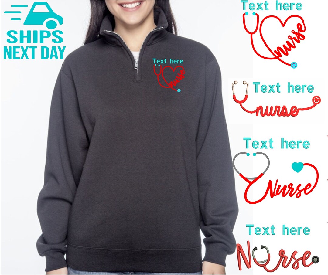 Personalized Nurse Heart Stethoscope Quarter Zip Pullover Monogrammed