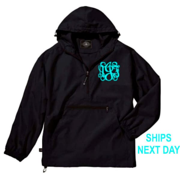 Monogrammed Charles River Pullover Rain Jacket Monogram Quarter Zip Pack N Go Rain Coat - Monogrammed Windbreaker Jacket