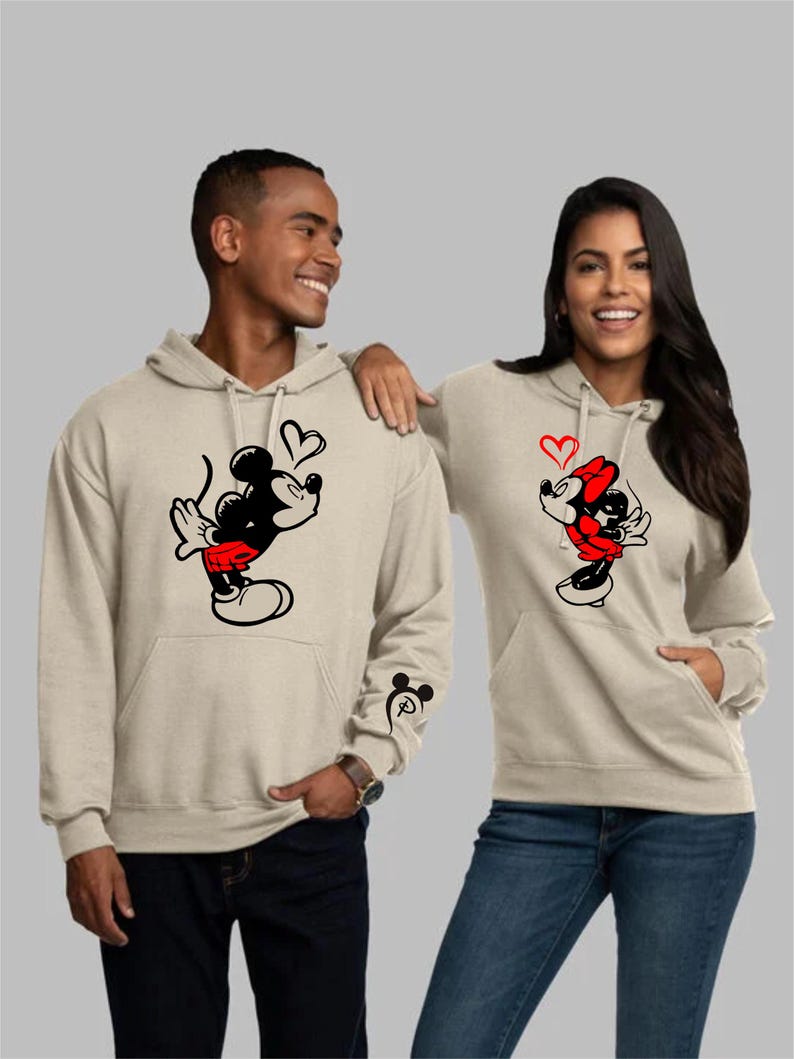 Personalized couples matching hoodie sand color