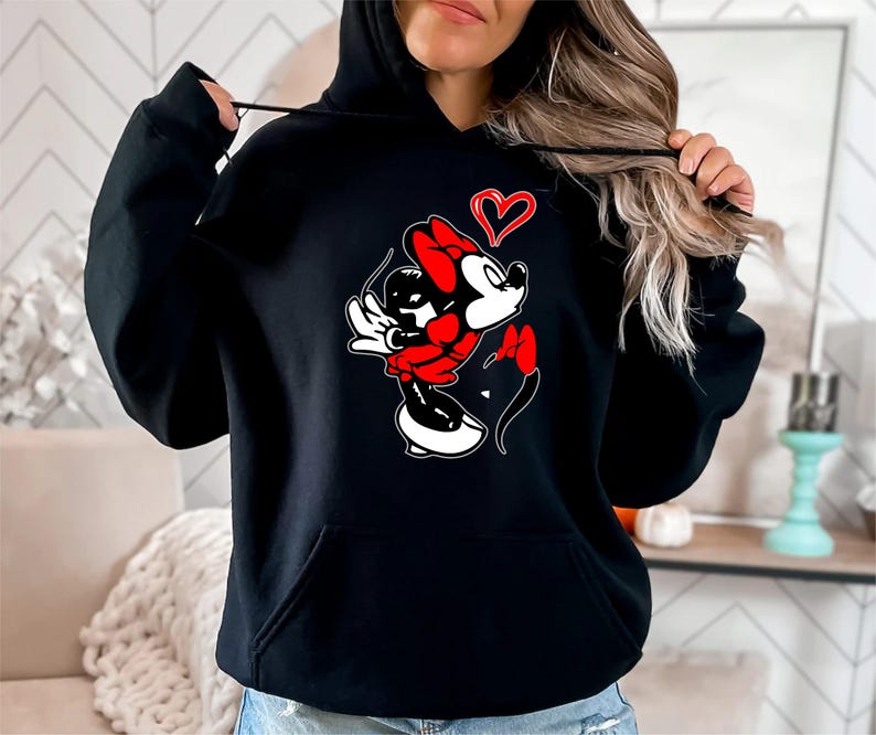 black hoodie wth Minnie mouse
