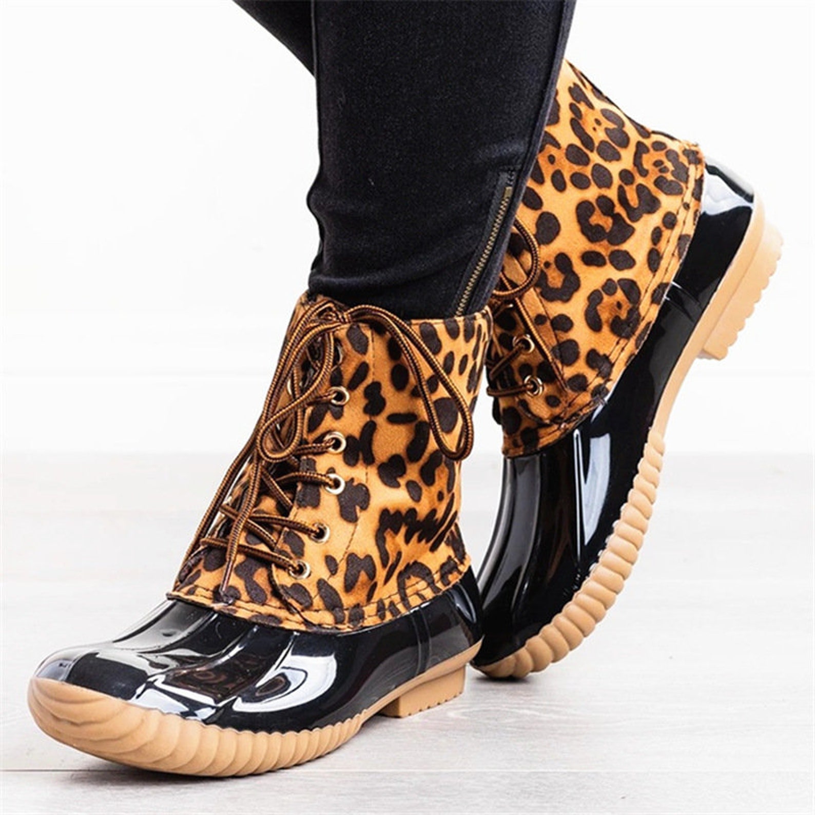 short black duck boots