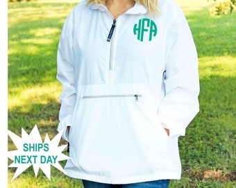 Monogrammed Pullover Rain Jacket: Charles River Pack-N-Go Windbreaker