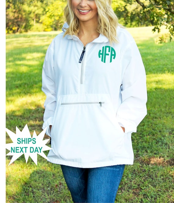 Monogrammed Unlined Lightweight Pullover Rain Jacket