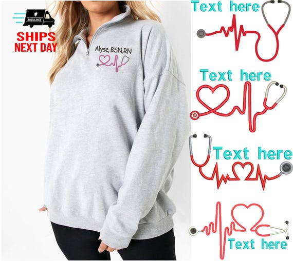 Personalized Nurse Stethoscope Sweatshirt Custom Nurse Quarter