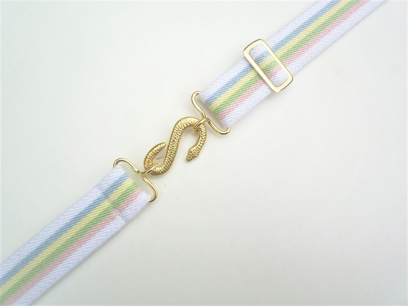 ladies rainbow elastic snake buckle belts rare gold colour buckle fits 24 to 34 inch waist