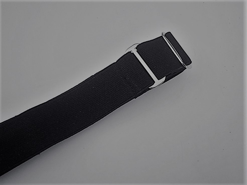 Velcro Fastening Black Elastic Belts Fully Adjustable Slider Bar to Fit