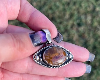 Handcrafted Sterling Silver and Agate Dragon Eye Pendant