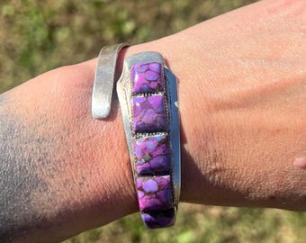 Hand-Crafted Sterling Silver Purple Mojave Turquoise Cuff Bracelet