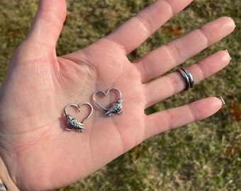 Sterling Silver .925 Crow Heart Daith Earrings