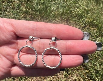 Hand-Forged Sterling Silver Twist Circle Pendant