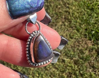 Handcrafted Sterling Silver and Red and Purple Koroit Australian Boulder Opal Pendant