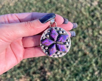 Handcrafted Sterling Silver and Purple Mohave Turquoise Star Pendant.