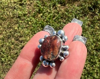 Hand-Crafted Munford AL River Rock and Sterling Silver Ring Size 10