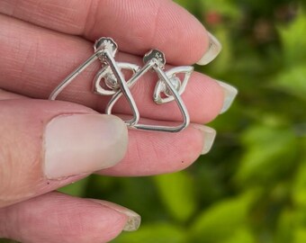 Fine Silver .999  Tangular Earring with Removable Evil Eye Dangle Charms