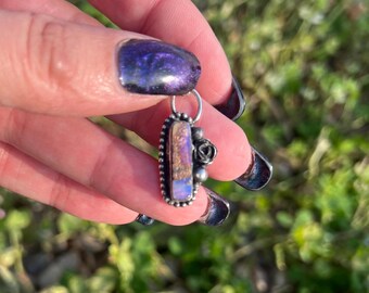 Handcrafted Sterling Silver and Queenslands Australian Boulder Opal Rose Pendant