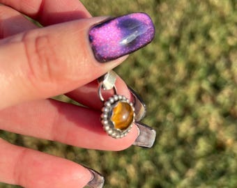 Handcrafted Sterling Silver and Tiger Eye small Pendant
