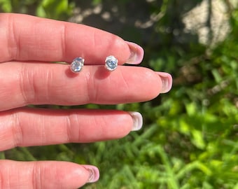 Hand-Crafted 4mm Moissanite Sterling Silver Studs Earring