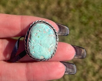 Hand crafted Tourquoise Ring with Sterling Silver Size 13